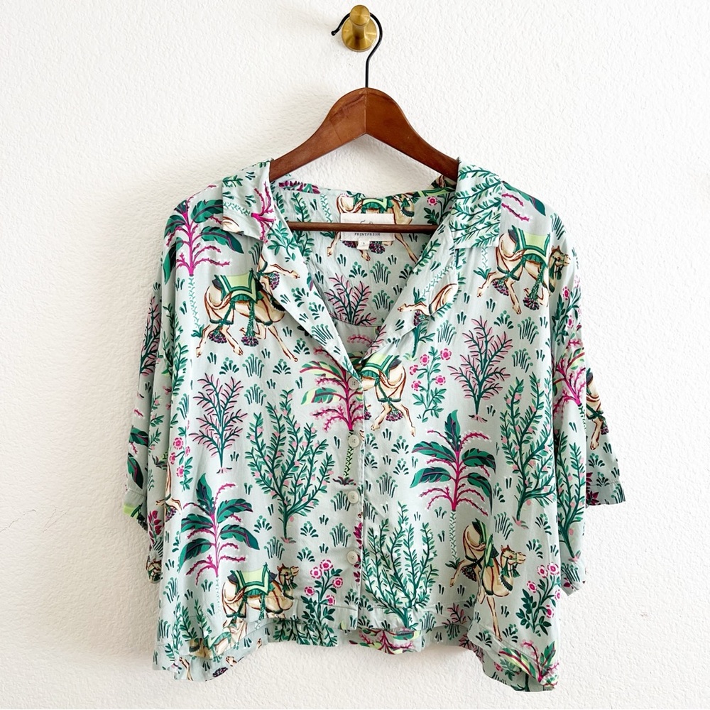 Printfresh Camel's Courtyard Print Pajama Top Small